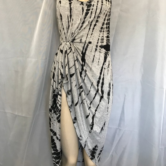 F21 Hi Lo Slouchy Black Grey Tie Die Dress Shirt - Picture 4 of 8